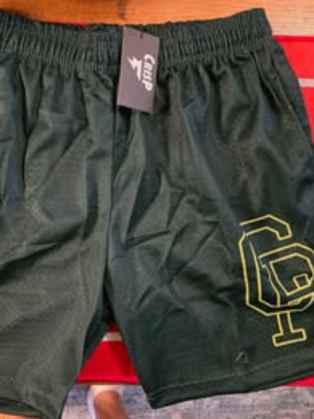 XL CRISPY NYC Green and yellow mesh shorts Oakland A's colorway
